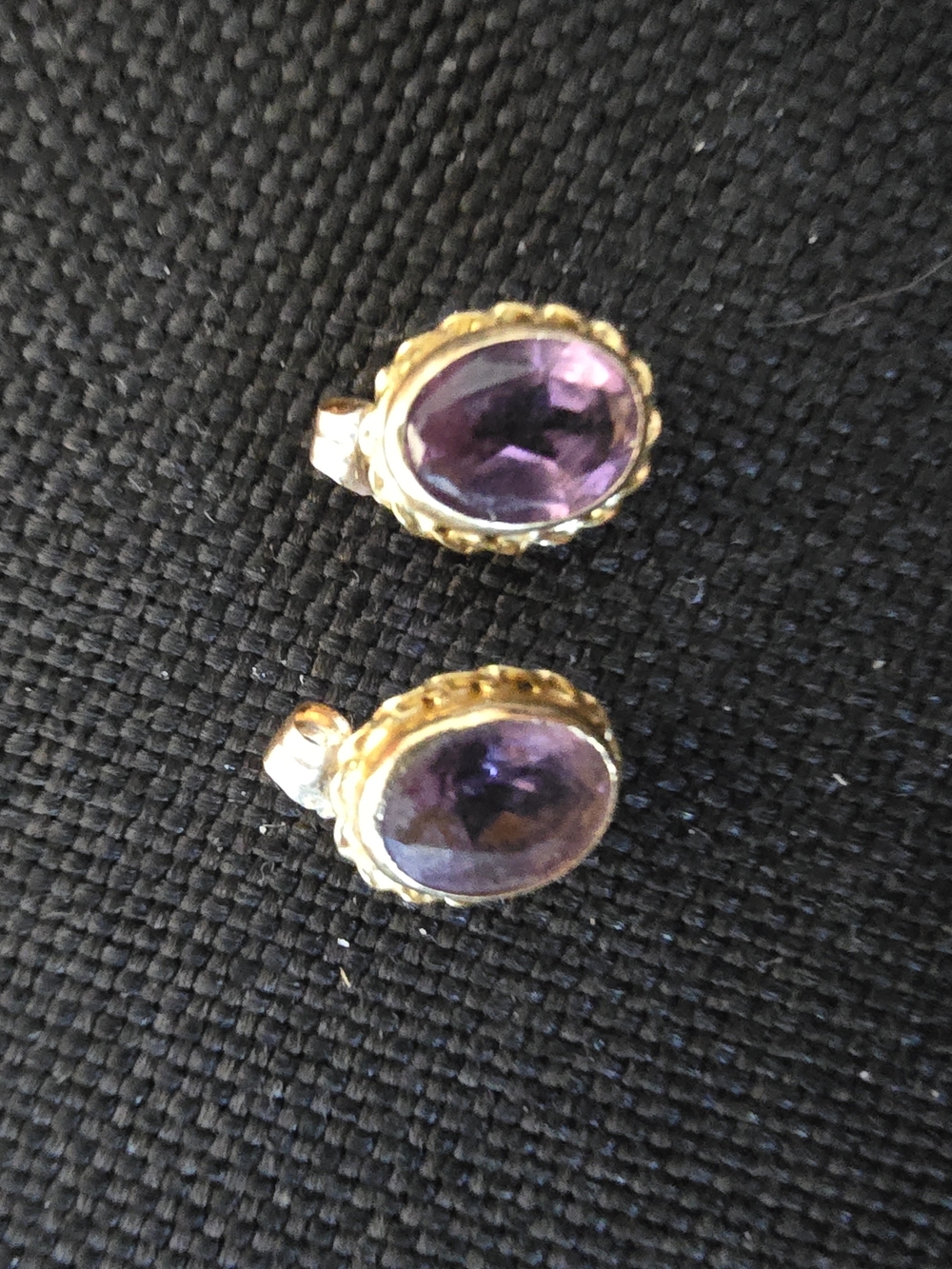 14 Karat Gold Amethyst Bezel Studs